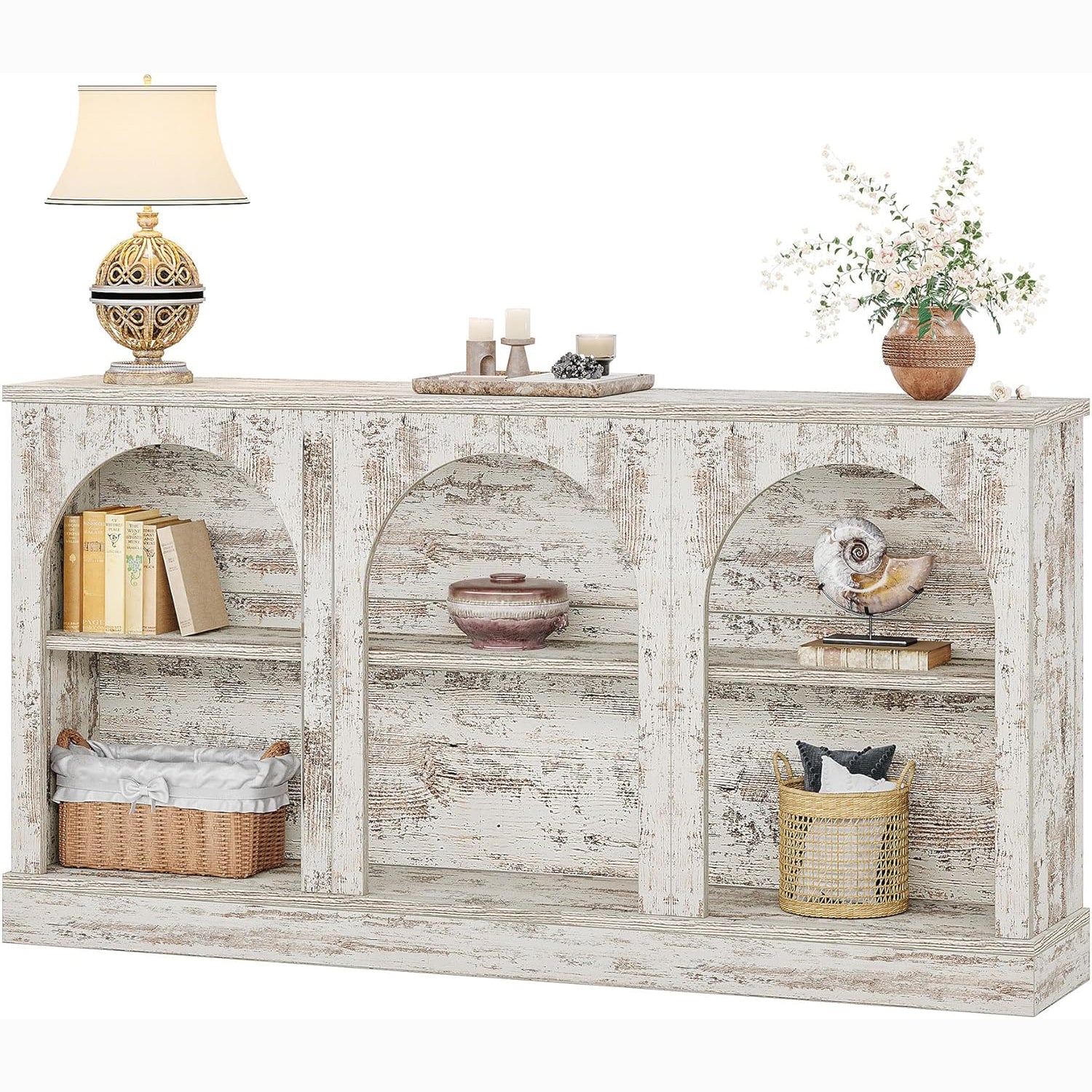 62.99“ Farmhouse TV Stand with Storage Cabinets, Media Console for Up to 65-Inch TV