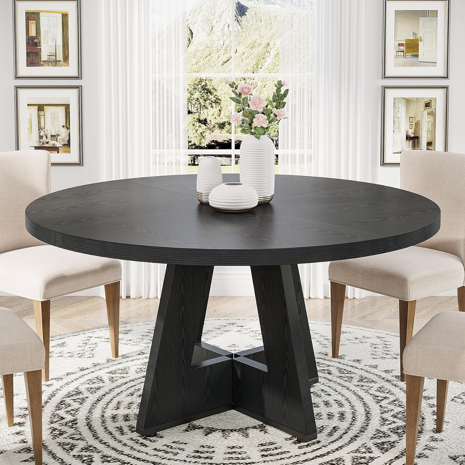 Tribesigns 47 Inch Round Dining Table, Farmhouse Kitchen Table for 4-6