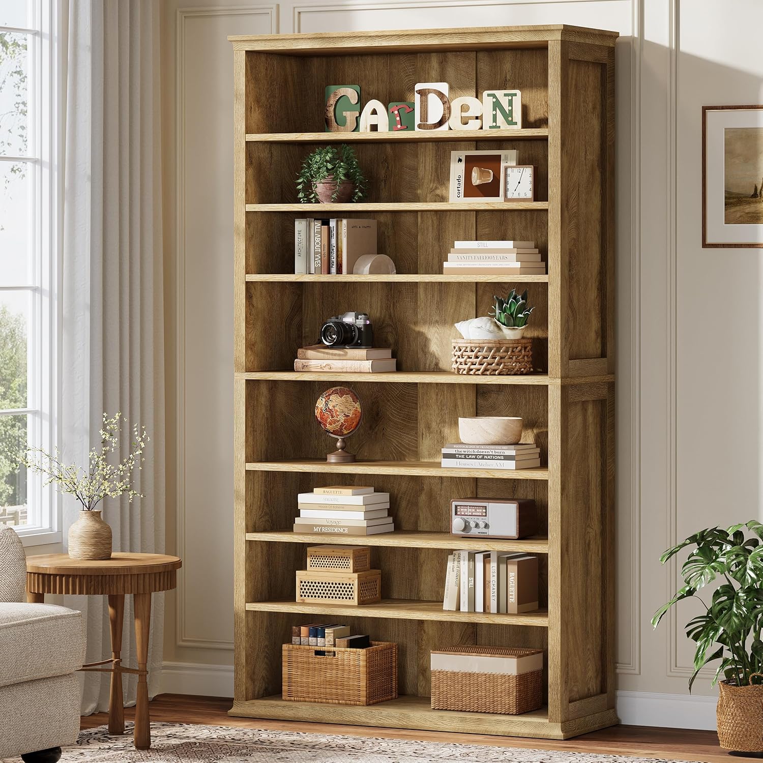 71" Tall Bookshelf, 8-Tier Bookcase FreeStanding Display Etagere with Adjustable Shelves