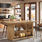 62.6" Bar Table, Rectangular Home Bar Cabinet Unit with 6 Spacious Cubbies