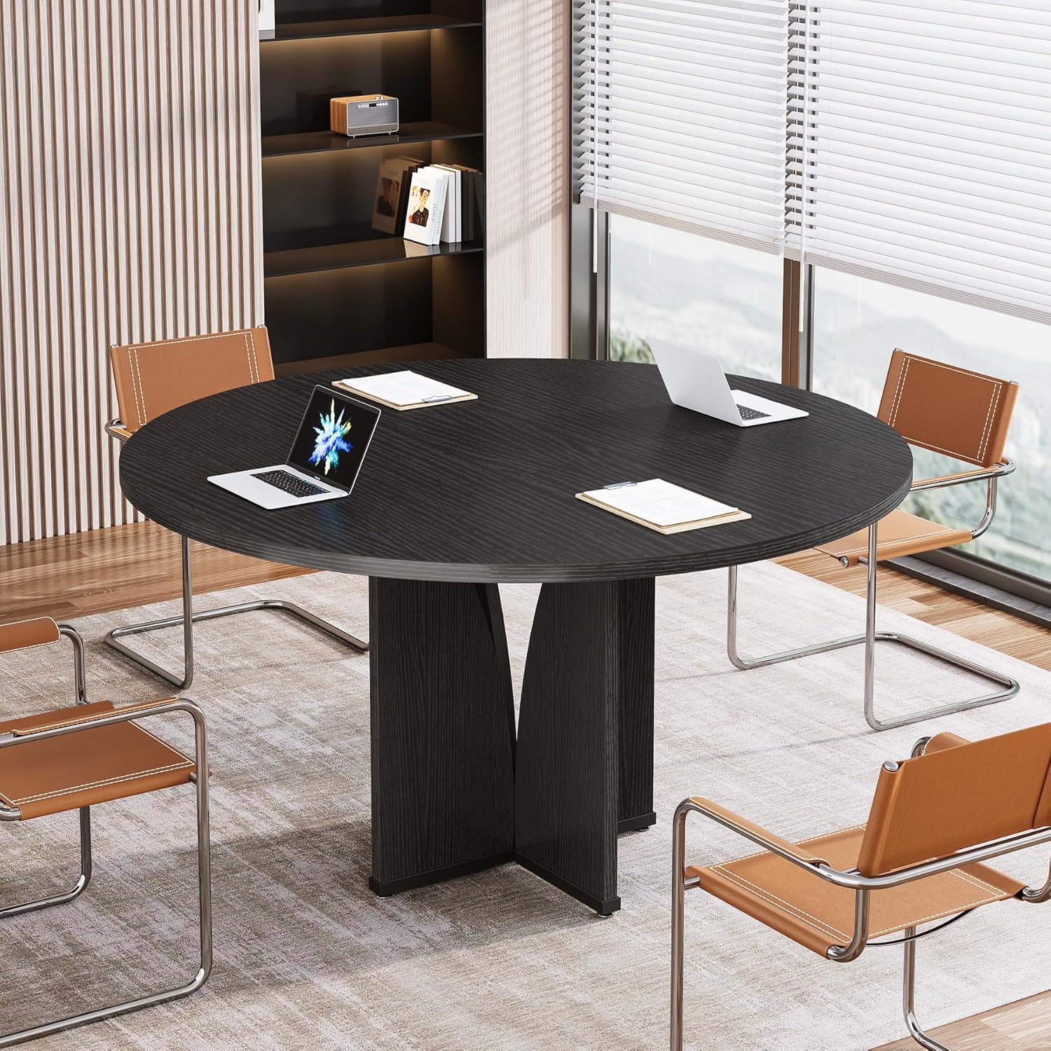 39" Round Conference Table for 4, Multi-Purpose Office Table for Meetings