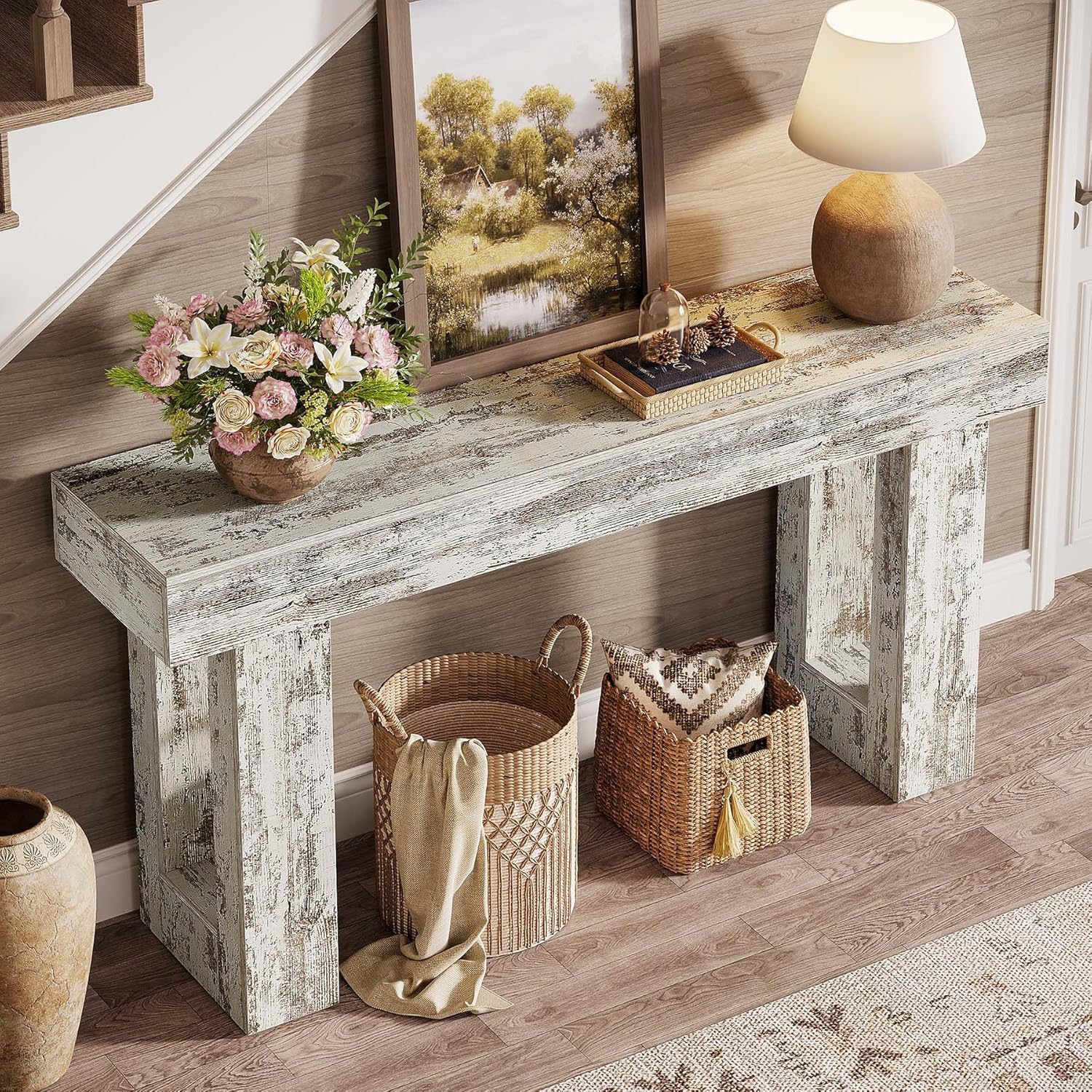 Tribesigns 63-Inch Console Table, Farmhouse Wooden Sofa Table
