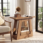 23.6" Solid Wood End Table, Farmhouse Side Table Nightstand for Living Room/ Bedroom 3