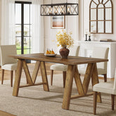 63" Dining Table, Rectangular Wooden Kitchen Table for 4-6 3