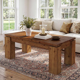 47" Solid Wood Coffee Table, Rectangular Chunky Leg Center Table Cocktail Tea Table 3