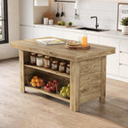 55" Kitchen Island, 3-Tier Island Table Counter Height Bar Table