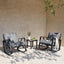 2-Person Outdoor Rocking Chair Set With Bistro Side Table And Cushions