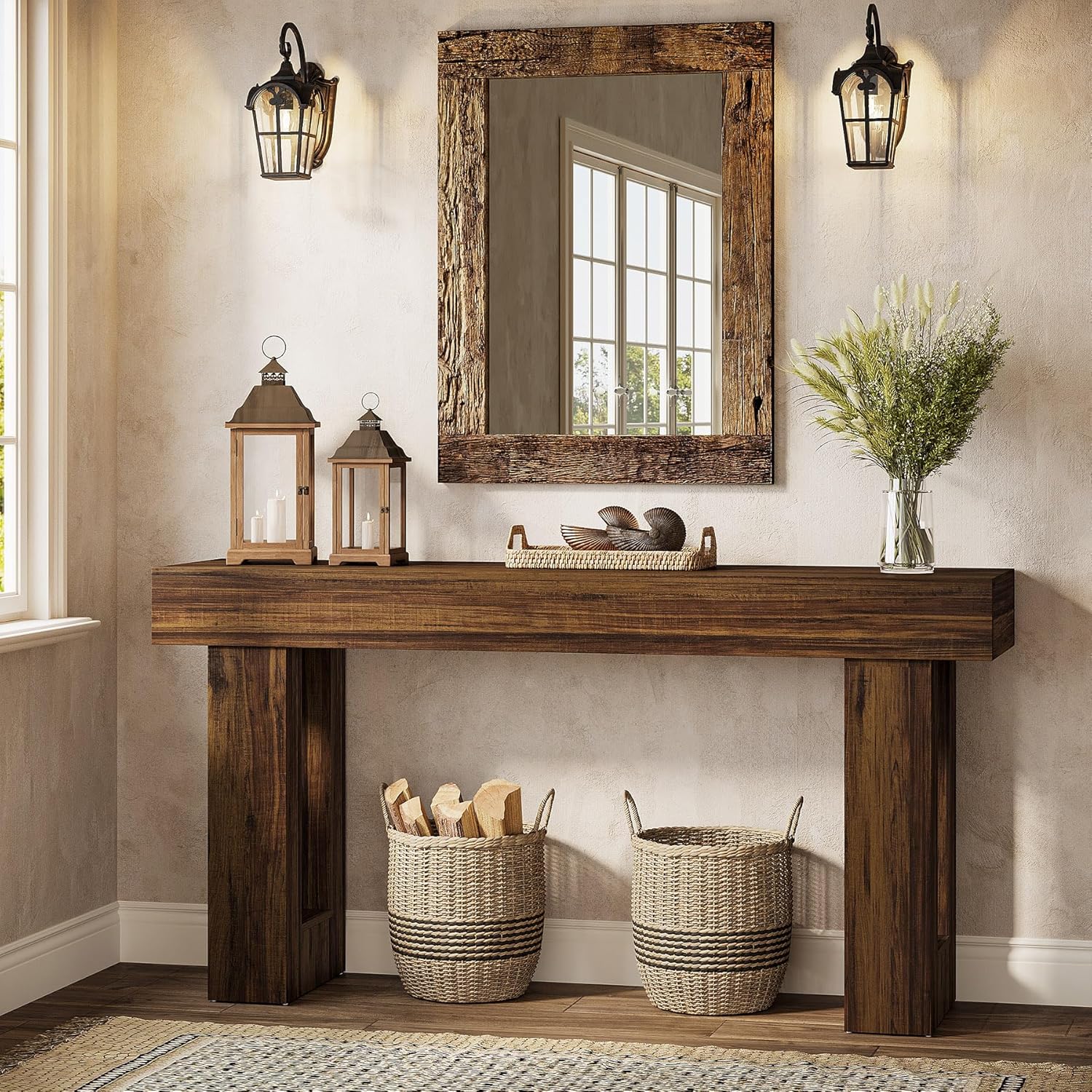 Tribesigns 63-Inch Console Table, Farmhouse Wooden Sofa Table