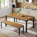 3 Pieces Dining Table Set for 6 People, Rectangular Kitchen Table with 2 Benches Tribesigns