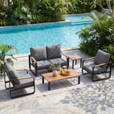 5-Piece Outdoor Patio Furniture Set Conversation Sets with Sofas & Coffee Table & Side Table 3