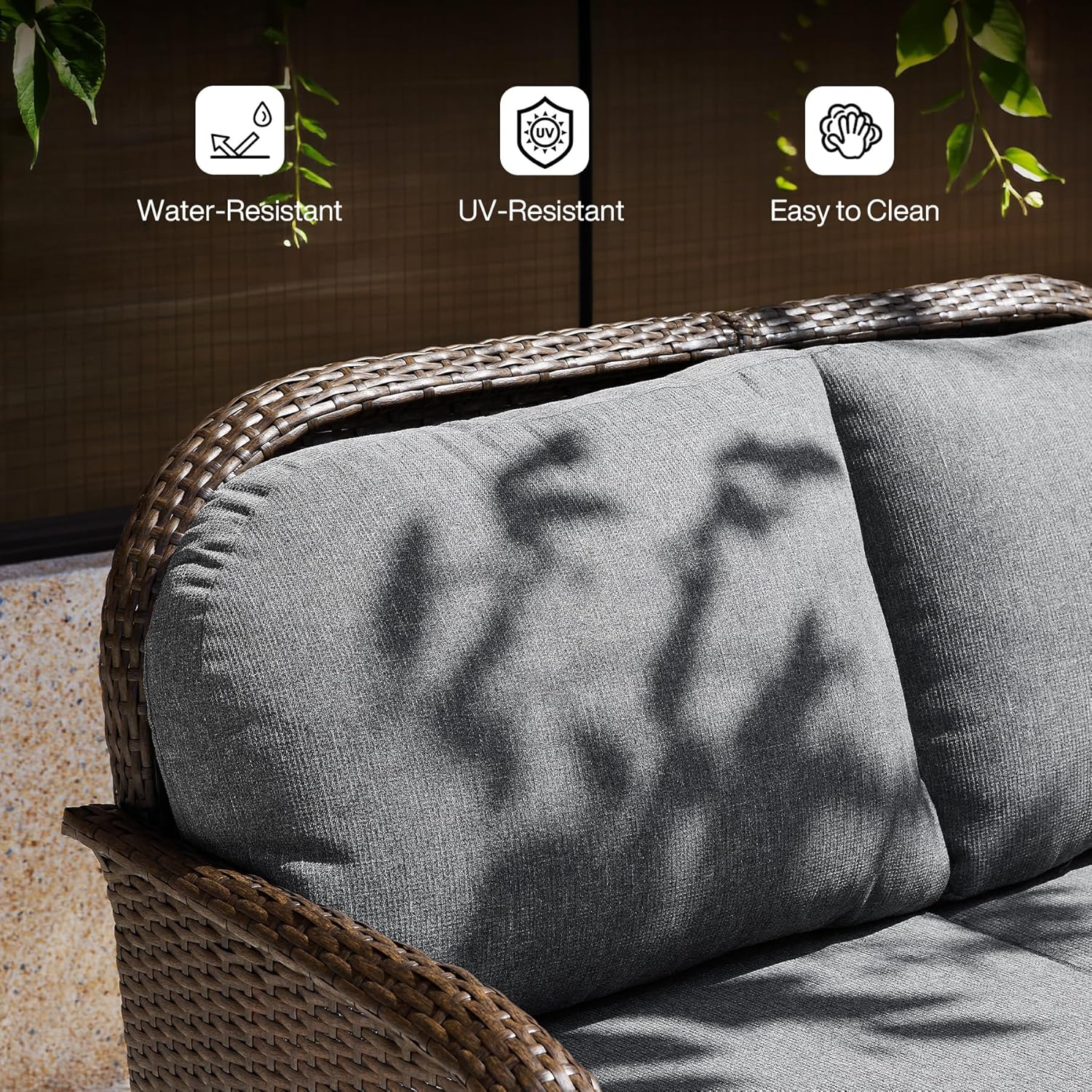 5-Piece Wicker Patio Furniture Set, Outdoor PE Rattan Conversation Set for Backyard