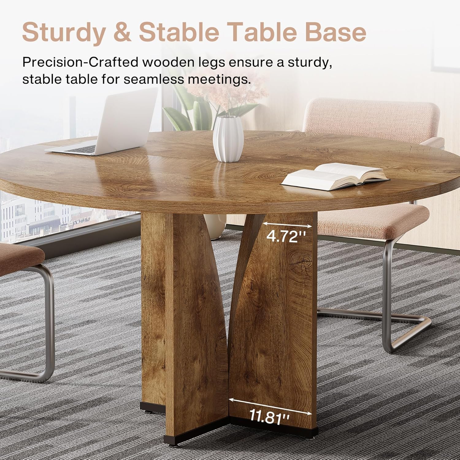 39" Round Conference Table for 4, Multi-Purpose Office Table for Meetings