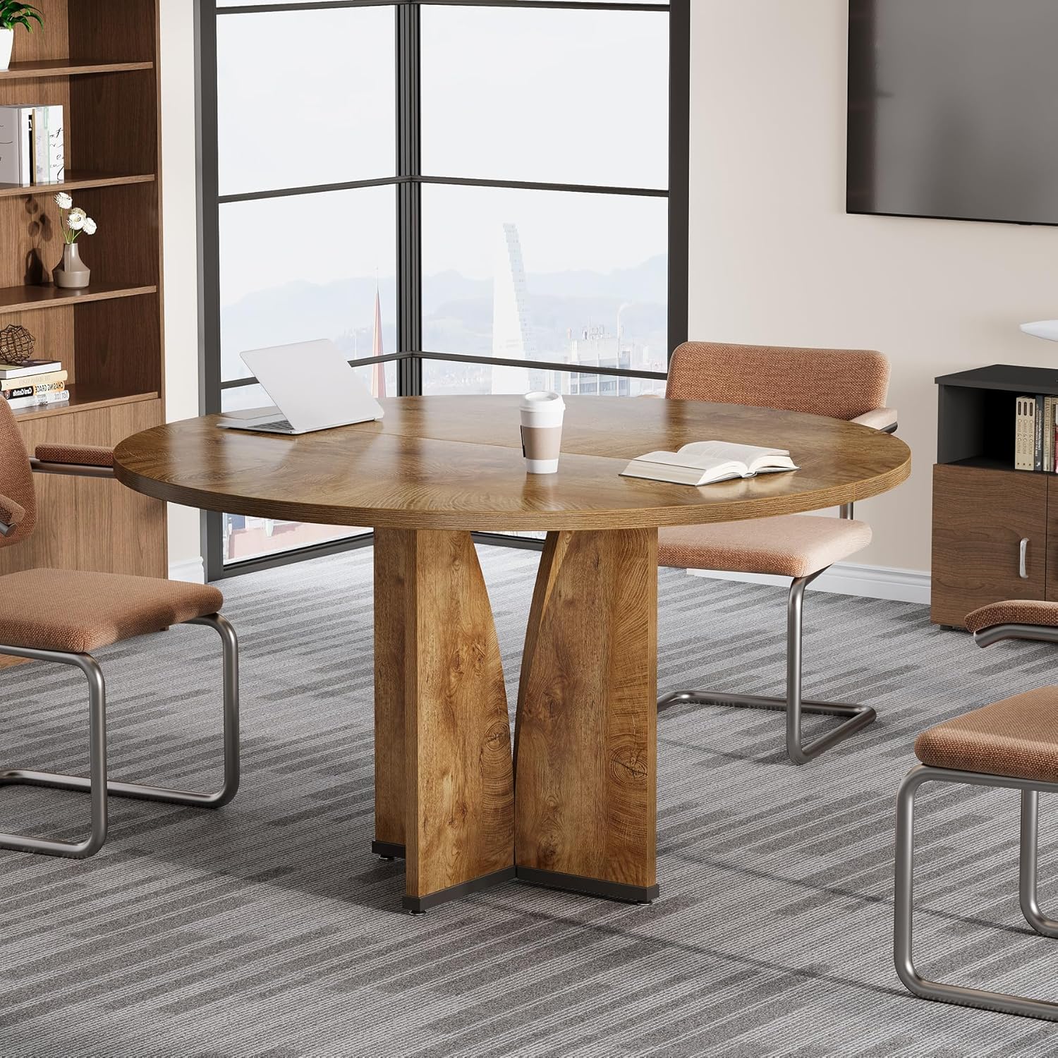 39" Round Conference Table for 4, Multi-Purpose Office Table for Meetings