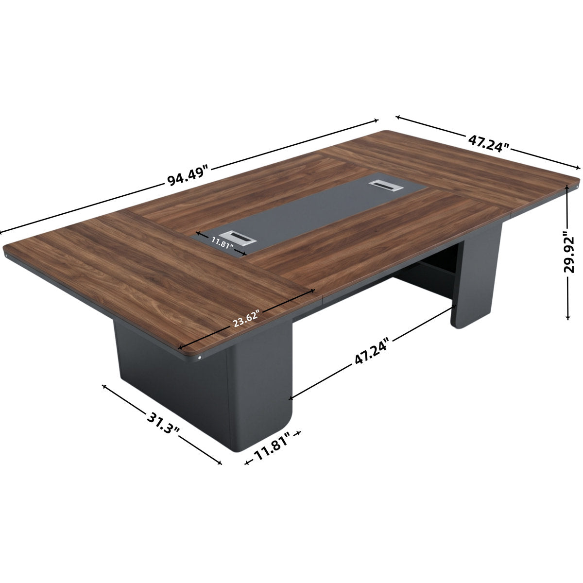 8FT Large Conference Table, 94.5" Meeting Table with Cable Management for Office