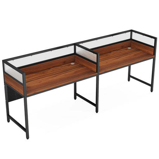 94.5" Two - Person Desk, Office Computer Desk Workstation Desk with Privacy Panel Tribesigns