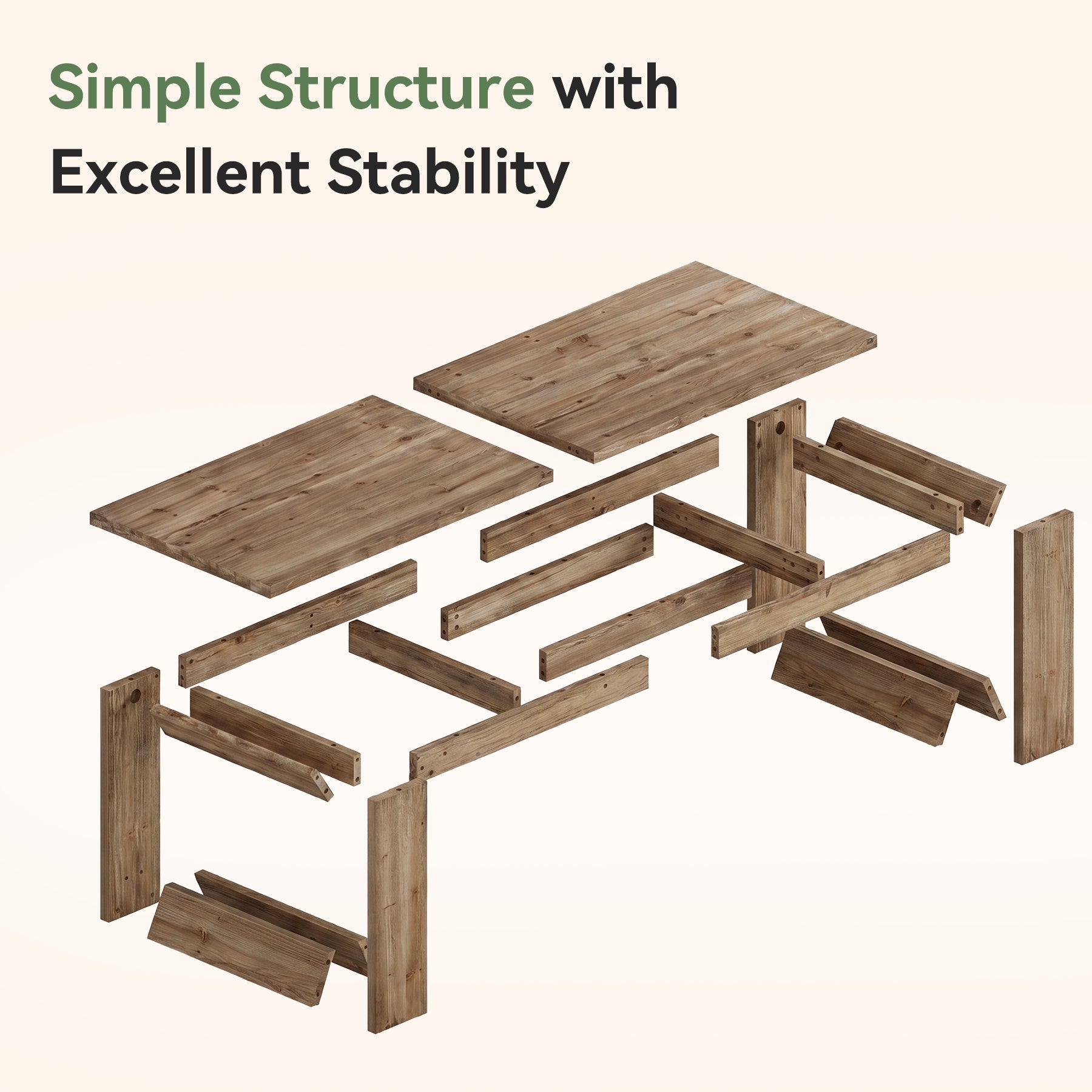 Solid Wood Dining Table, 86.6" Rectangular Kitchen Table for 8-10 People