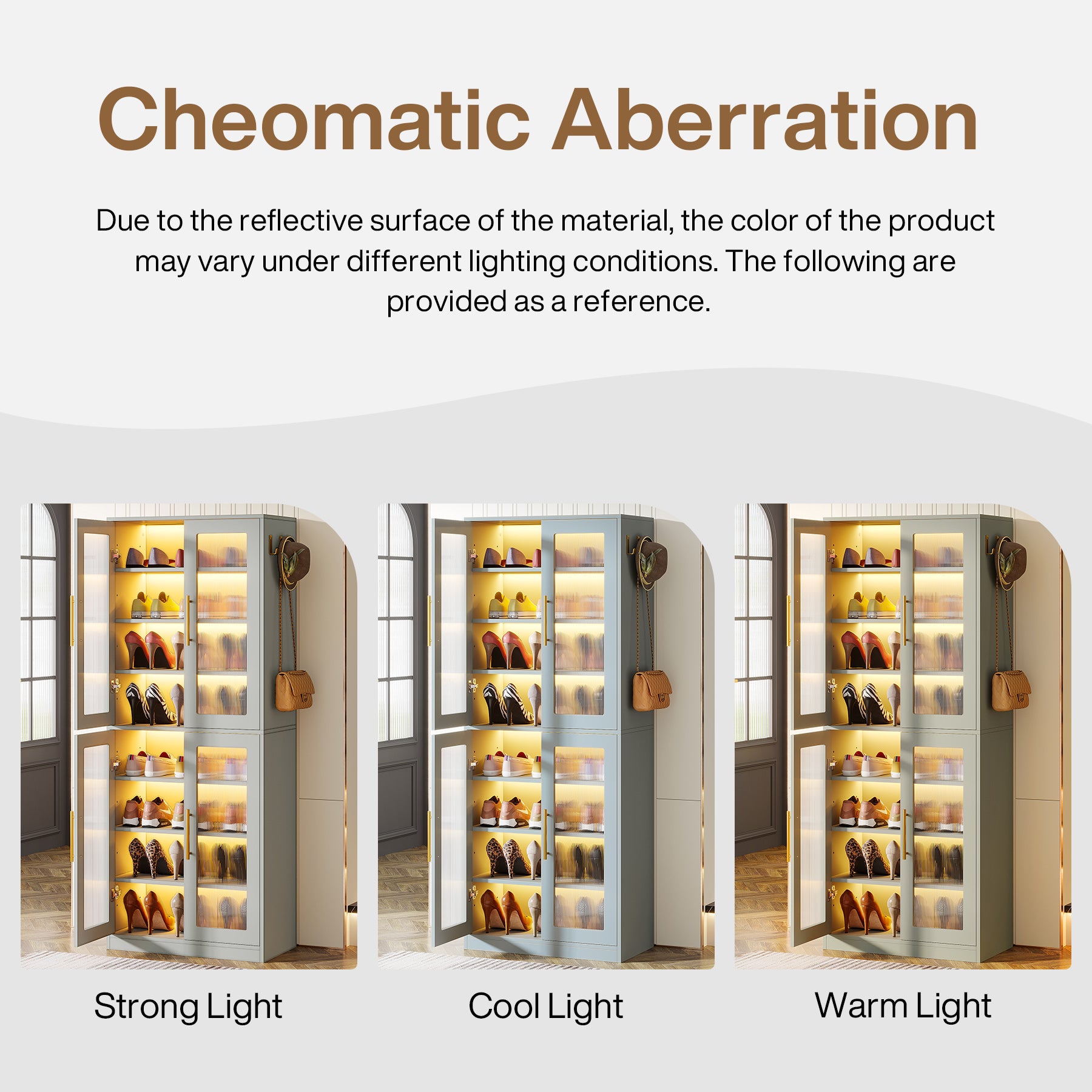 66.9" Tall Shoe Storage Cabinet, 8-Tier Entryway Shoe Organizer Rack with Acrylic Doors and LED Lights