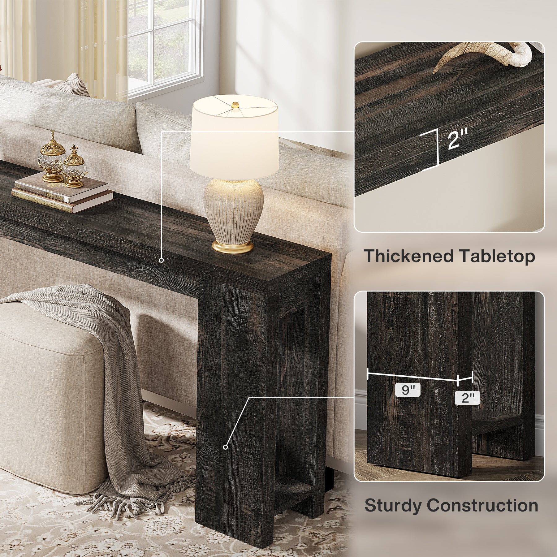 Tribesigns 70.9" Extra Long Console Table, Farmhouse Narrow Sofa Table for Entryway