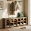 63" Entryway Bench, 2-Tier Narrow Shoe Storage Bench with Arched Cubbies