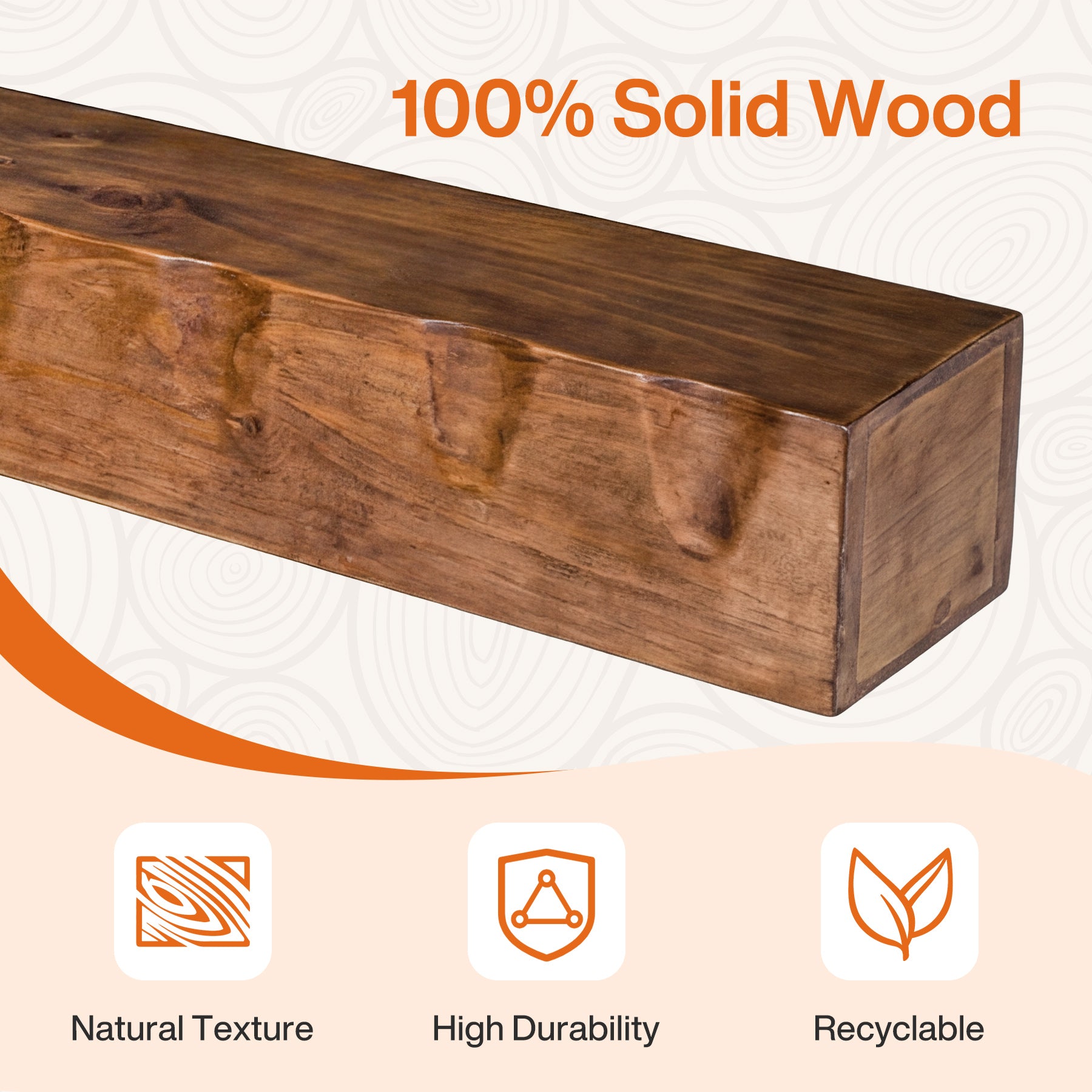 63" Fireplace Mantel Shelf, Solid Wood Wall Floating Mantel Shelf for Over Fireplace