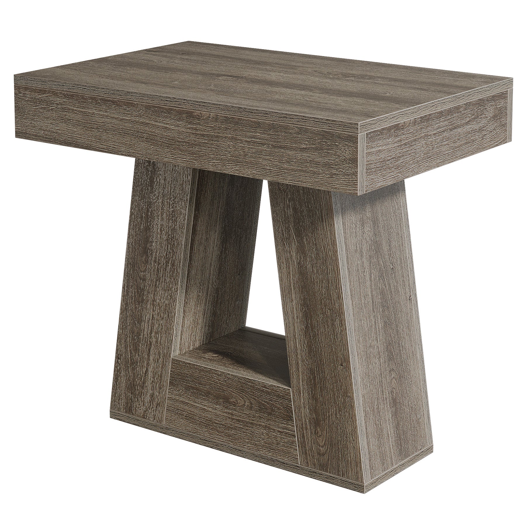 24" End Table, 2-Tier Narrow Side Table with Trapezoid Base