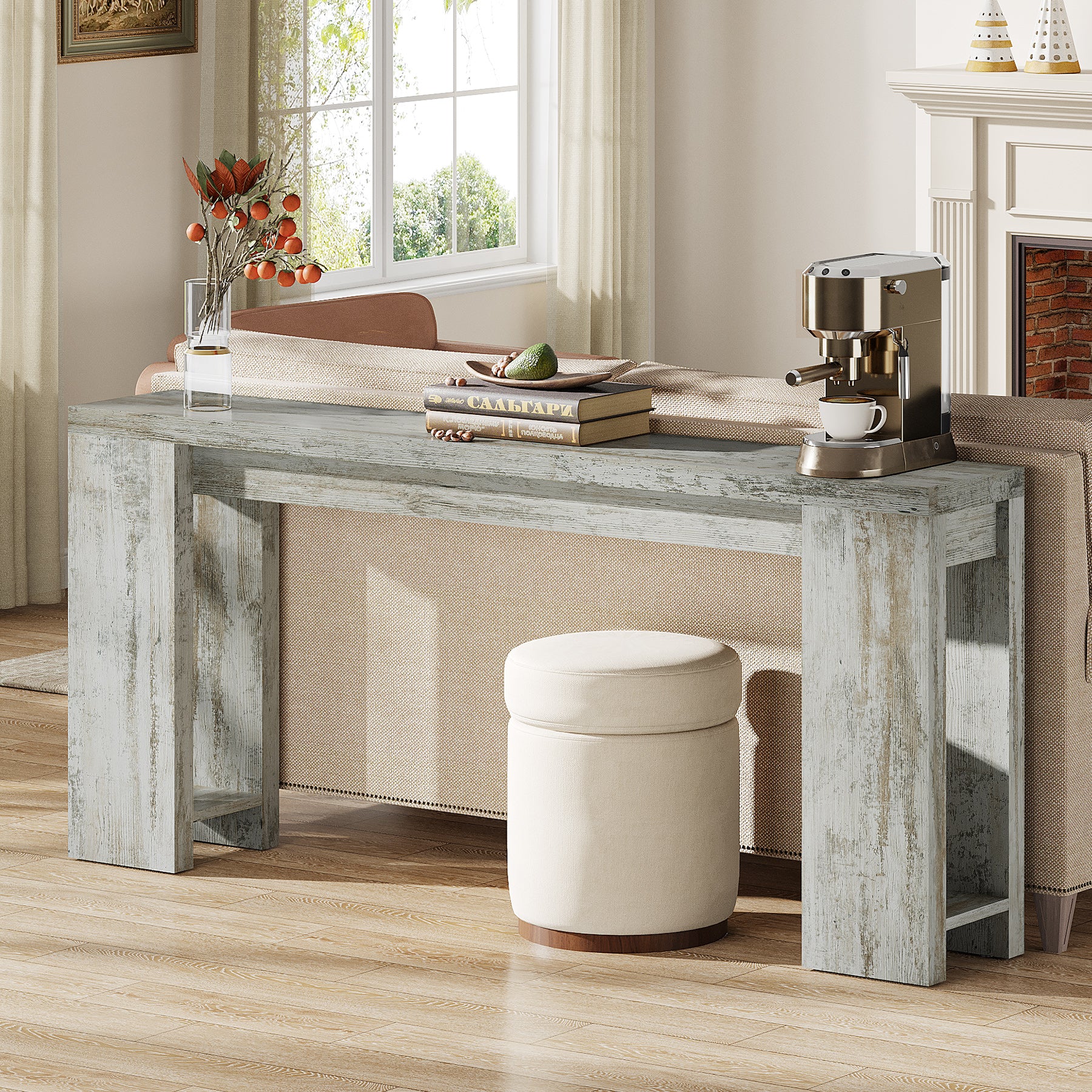 70.9" Extra Long Farmhouse Console Table, Narrow Sofa Table for Entryway