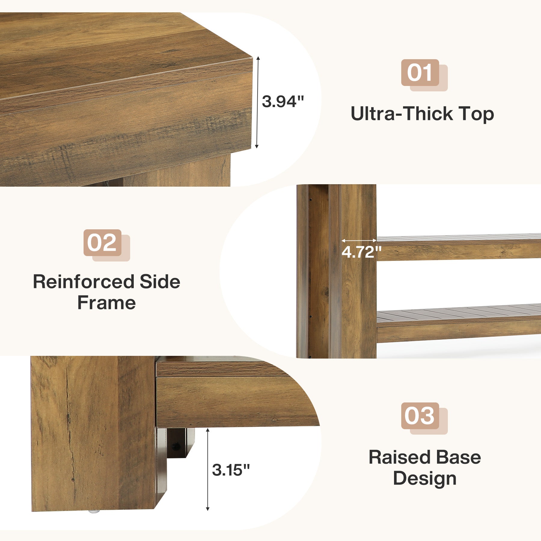 71" TV Stand for 85" TVs, Farmhouse Entertainment Center, 2-Tier Slatted Shelves