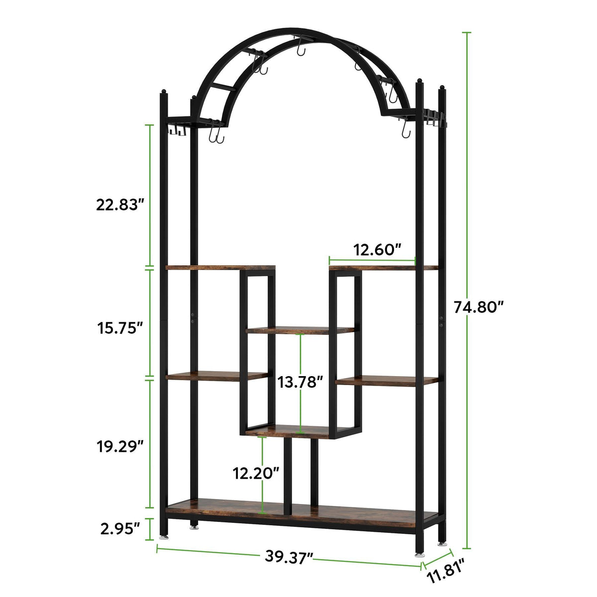 Tribesigns Plant Stand, 74.8" Arched Flower Stands with Hanging Hooks ...