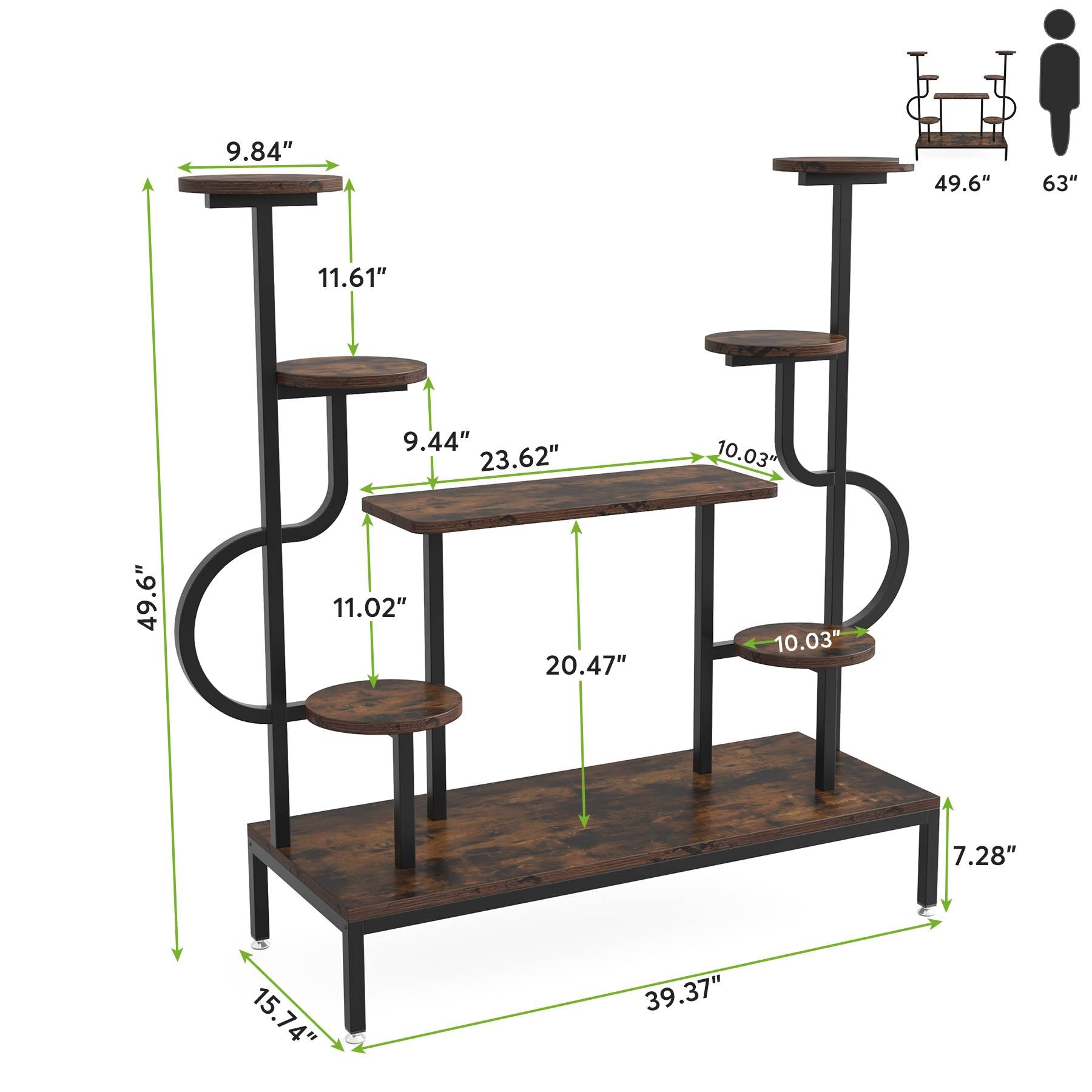 8-Tier Plant Stand, Wood Potted Ladder Holder Flower Rack Shelves
