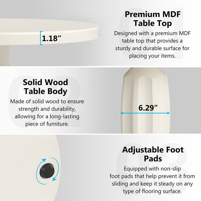 End Table, Round Small Side Table Modern Wood Accent Table Tribesigns