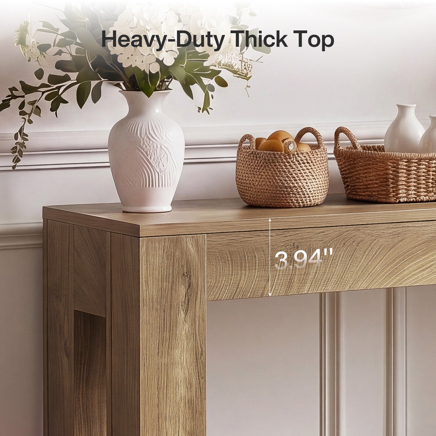 41" Farmhouse Console Table, Narrow Entryway Table for Small Spaces with Wood-Grain Finish
