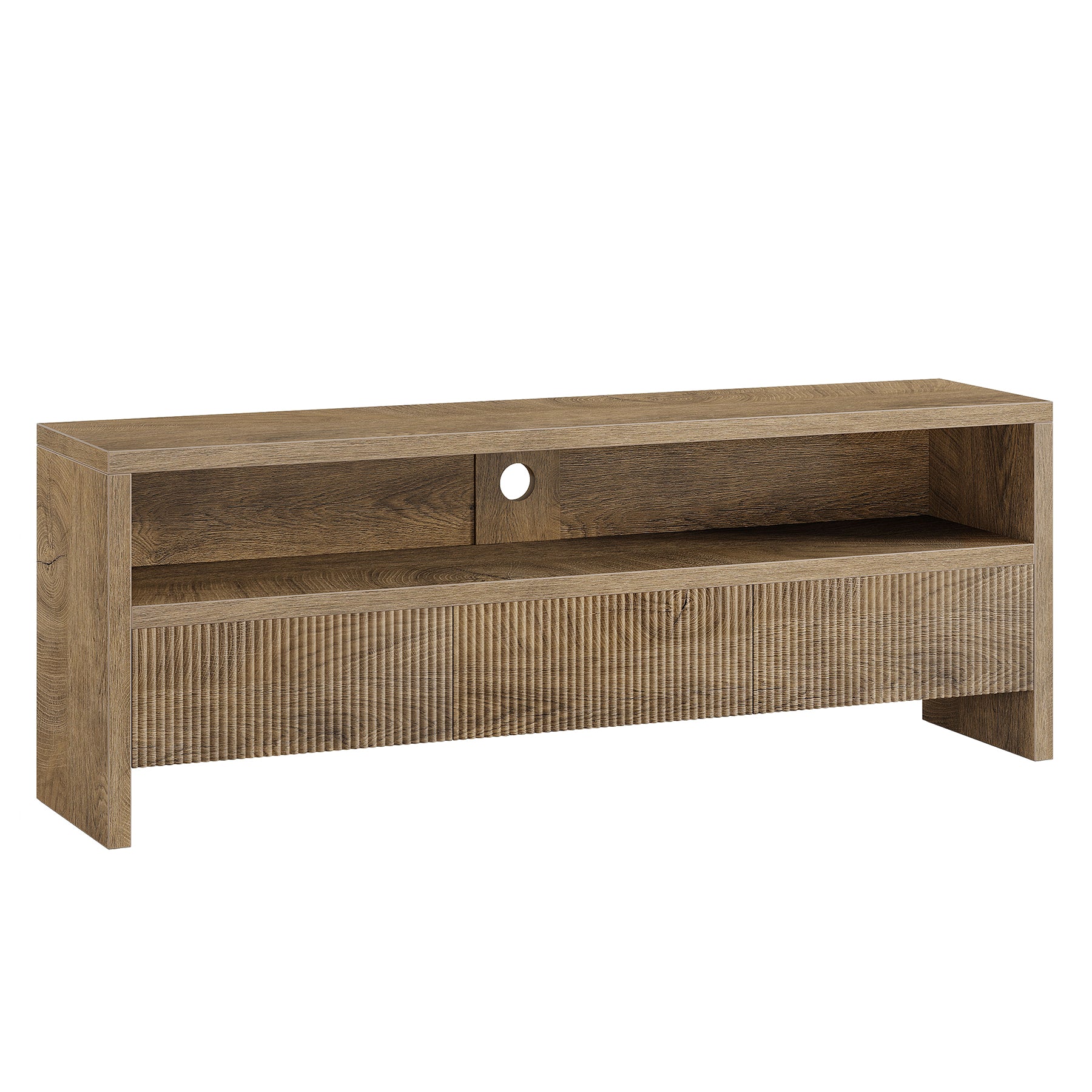 Tribesigns 63-Inch TV Stand with 3 Drawers and Open Shelves, Farmhouse Media Console for Living Room