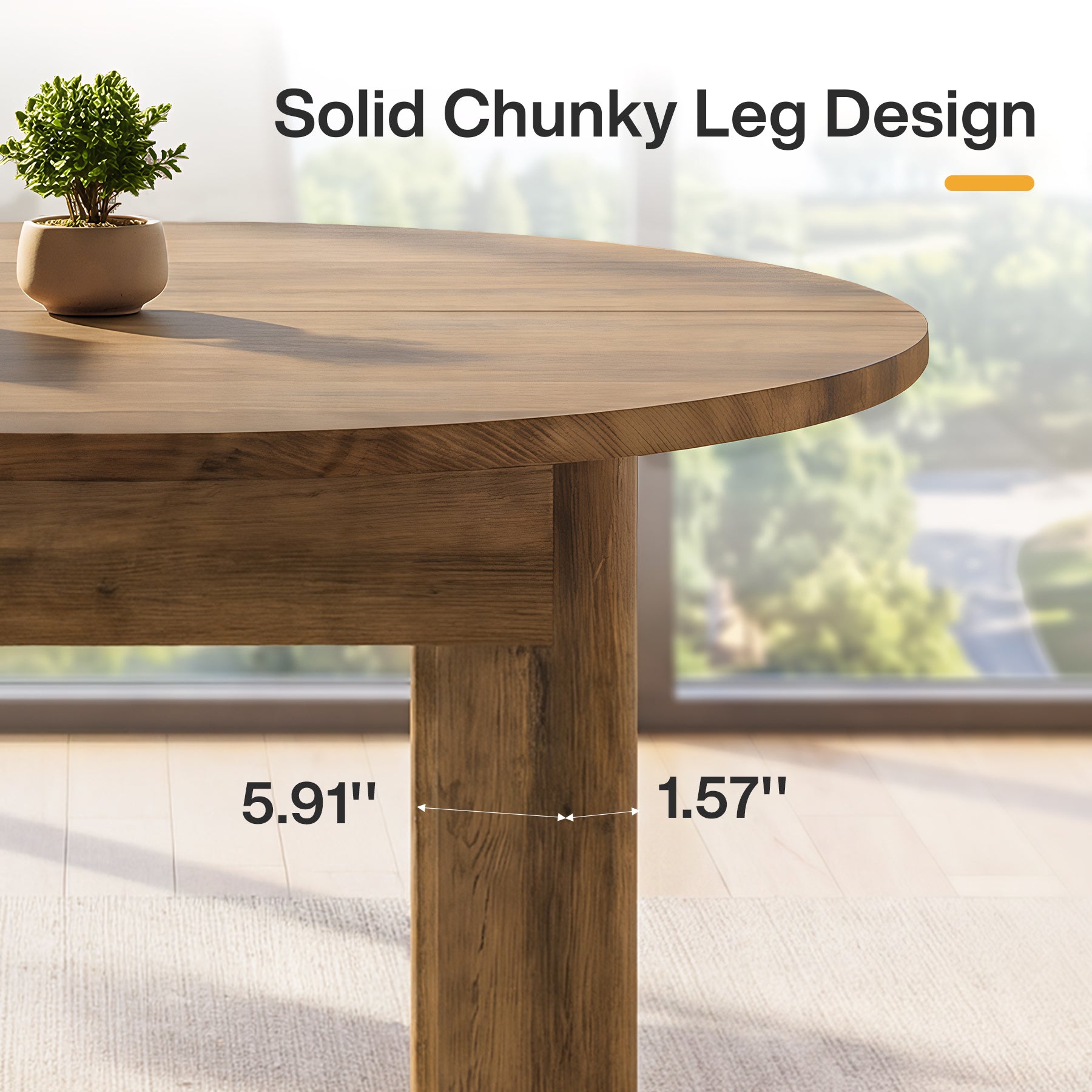 39" Round Conference Table for 4, Modern Small Meeting Table with Thick Legs for Office