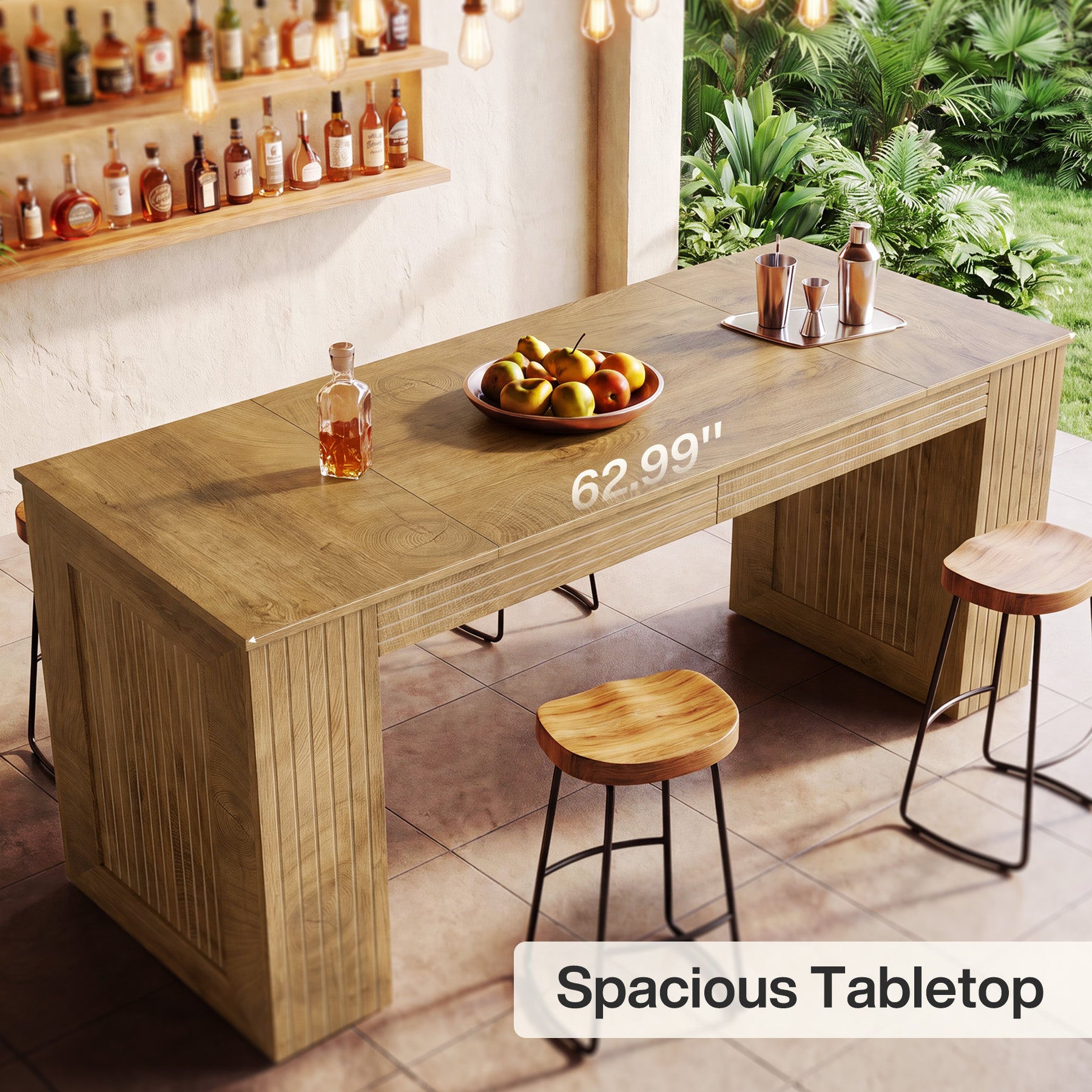 Tribesigns 62.99-Inch Counter Height Pub Table with Strong Frame, Farmhouse Bar Table for Kitchen(Only Table)