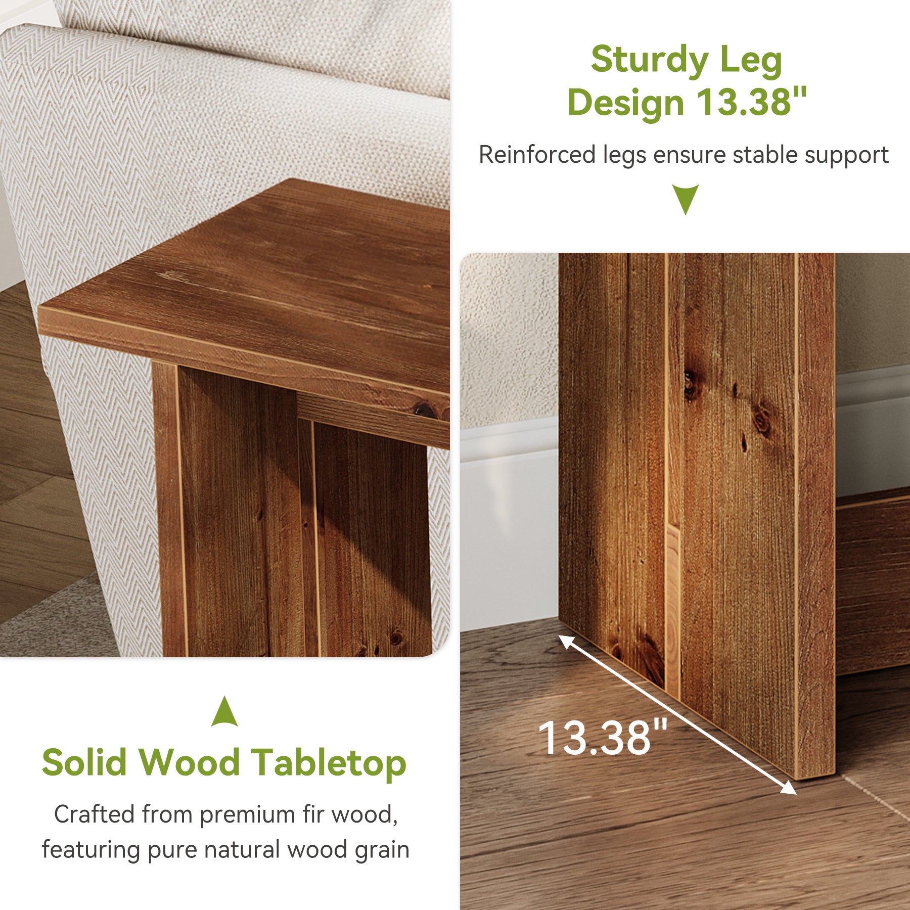 63“ Solid Wood Farmhouse Console Table with Bottom Shelf, Entryway Sofa Table for Hallway or Behind Couch