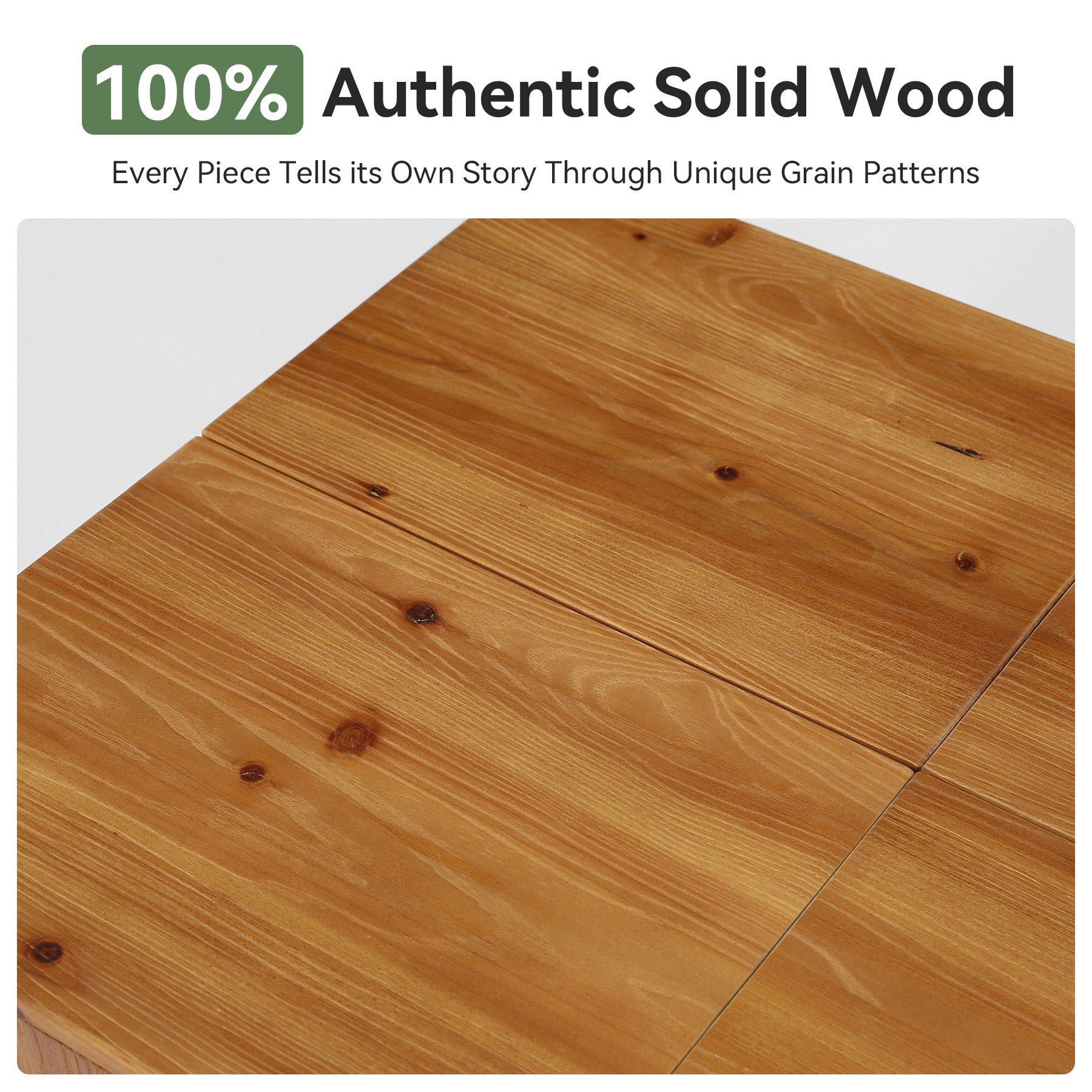 47" Rectangle Coffee Table, Solid Wood Center Table with Natural Wood Grain