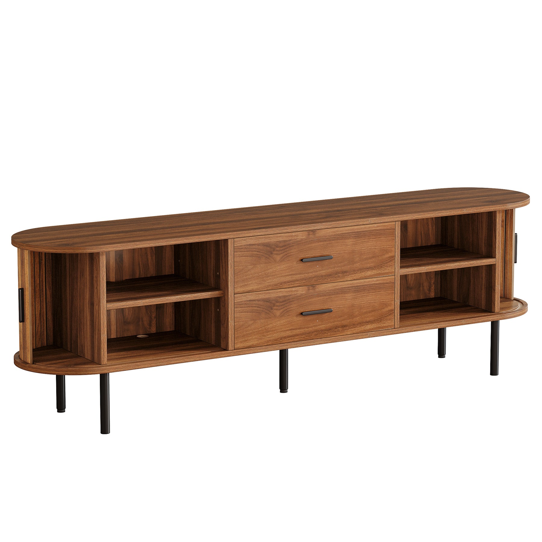 70" TV Stand, Modern Media Console with Storage and Sliding Tambour Door