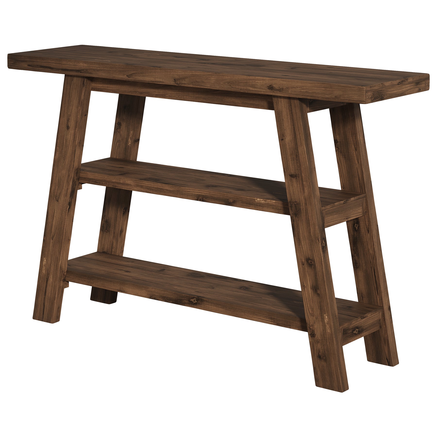 Solid Wood Console Table, 47.24" Farmhouse Entryway Table with 3-Tier Shelves