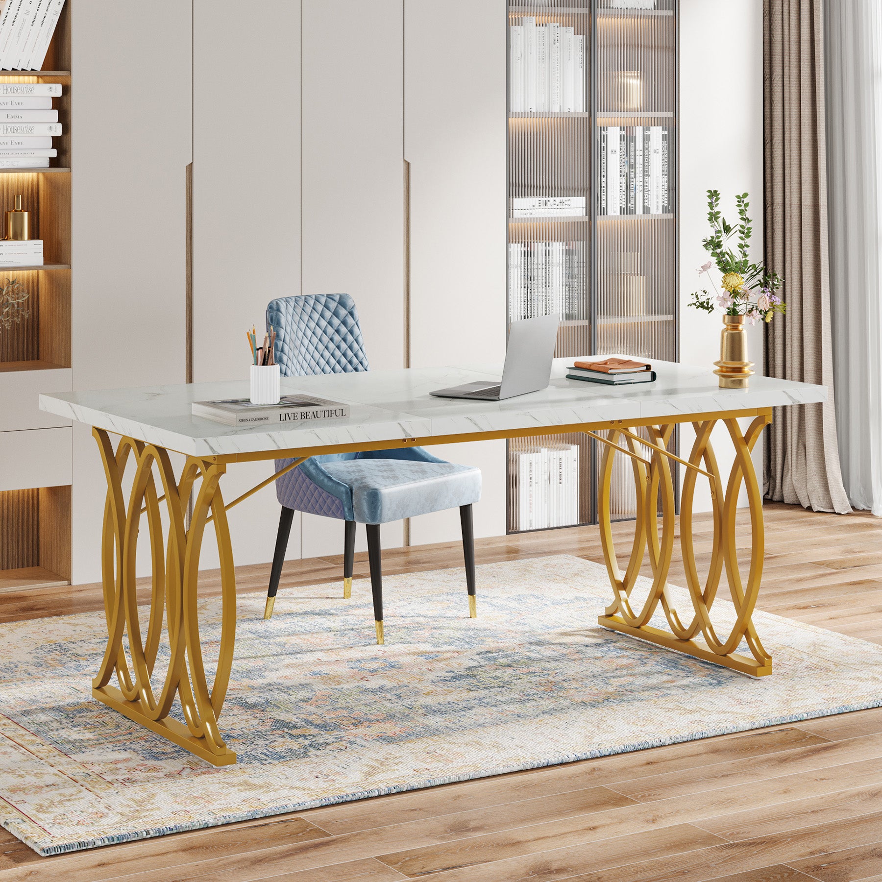 63" Executive Desk, Modern Computer Desk Conference Room Table - Thumbnail 4