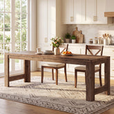 79" Dining Table for 6-8, Farmhouse Solid Wood Rustic Kitchen Table 3