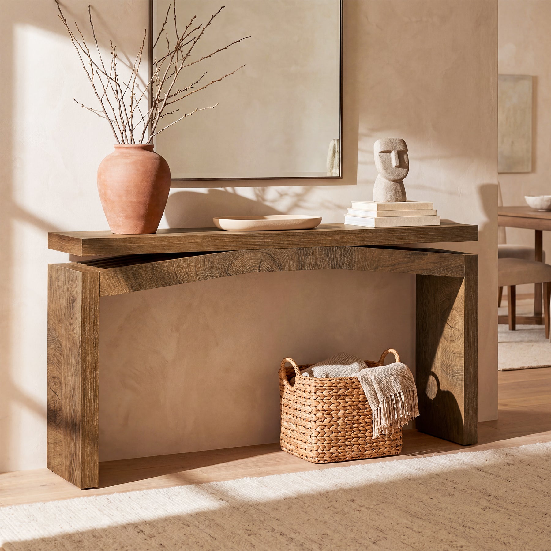 63" Farmhouse Console Table for Entryway, Engineered Wood Sofa Table