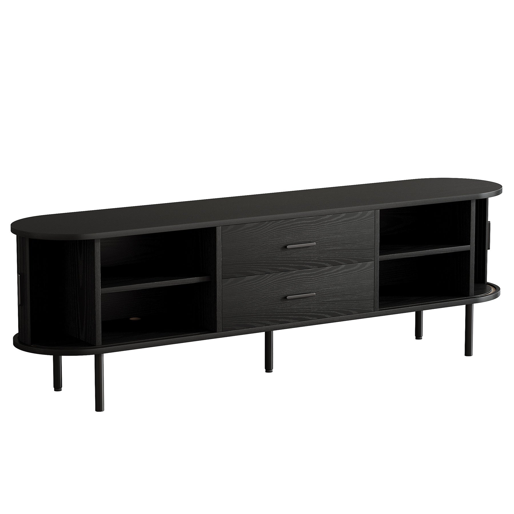 70" TV Stand, Modern Media Console with Storage and Sliding Tambour Door