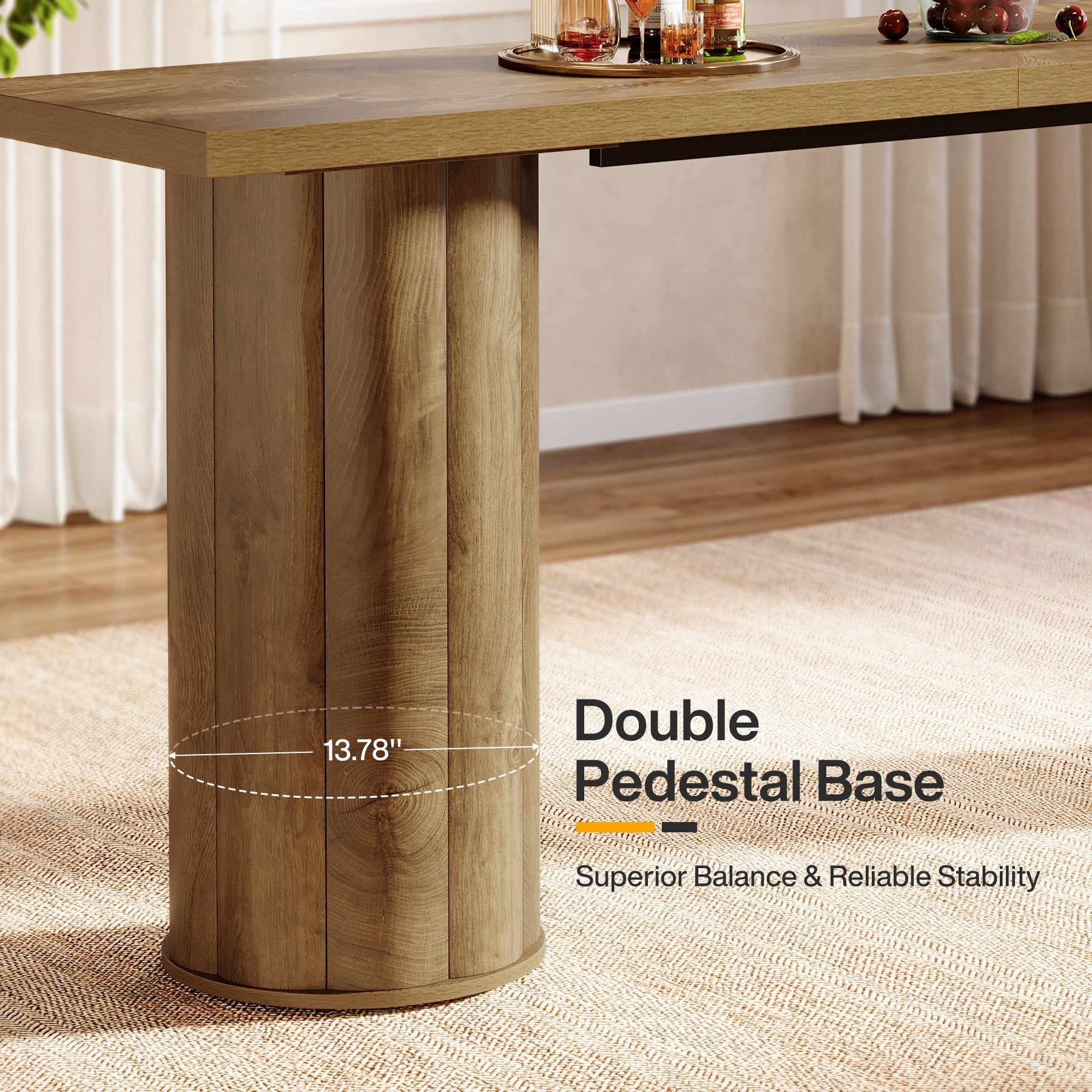 Rectangle Bar Table, 70.9" Counter Height Pub Table for Kitchen Dining Room