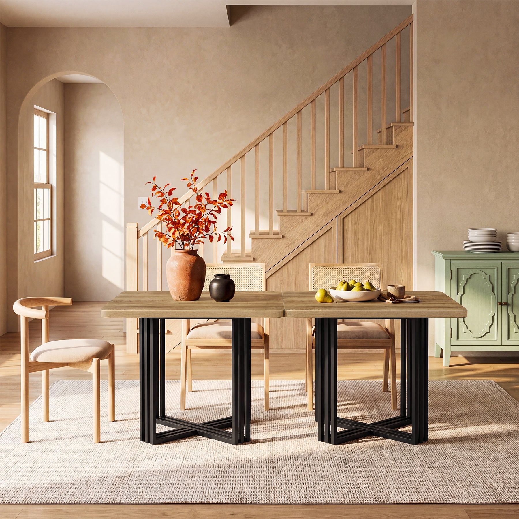 39.4-Inch Farmhouse Dining Table for 4, Compact Kitchen Table for Small Dining Rooms