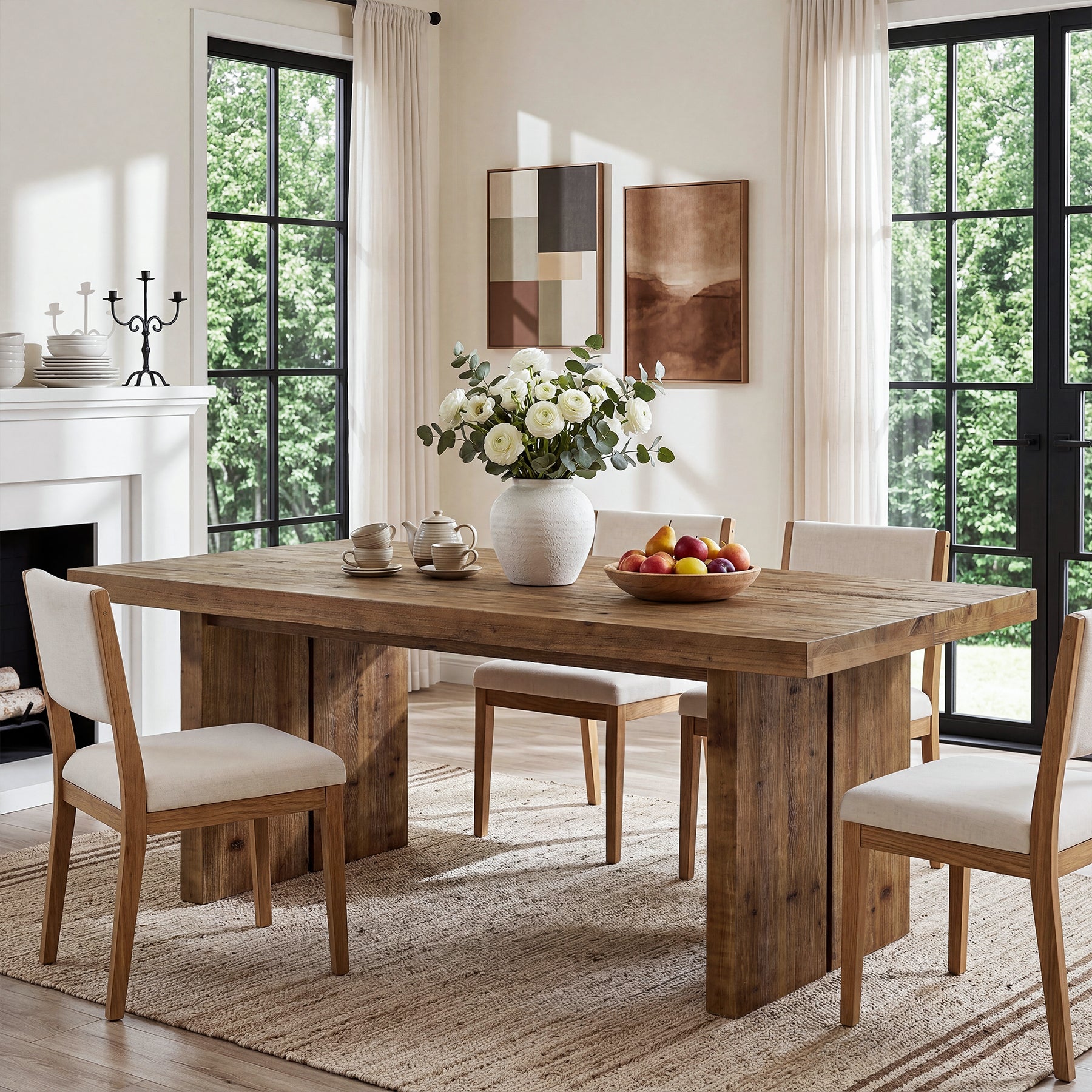 Tribesigns 63" Solid Wood Dining Table, Rectangle Kitchen Table for Dining Room