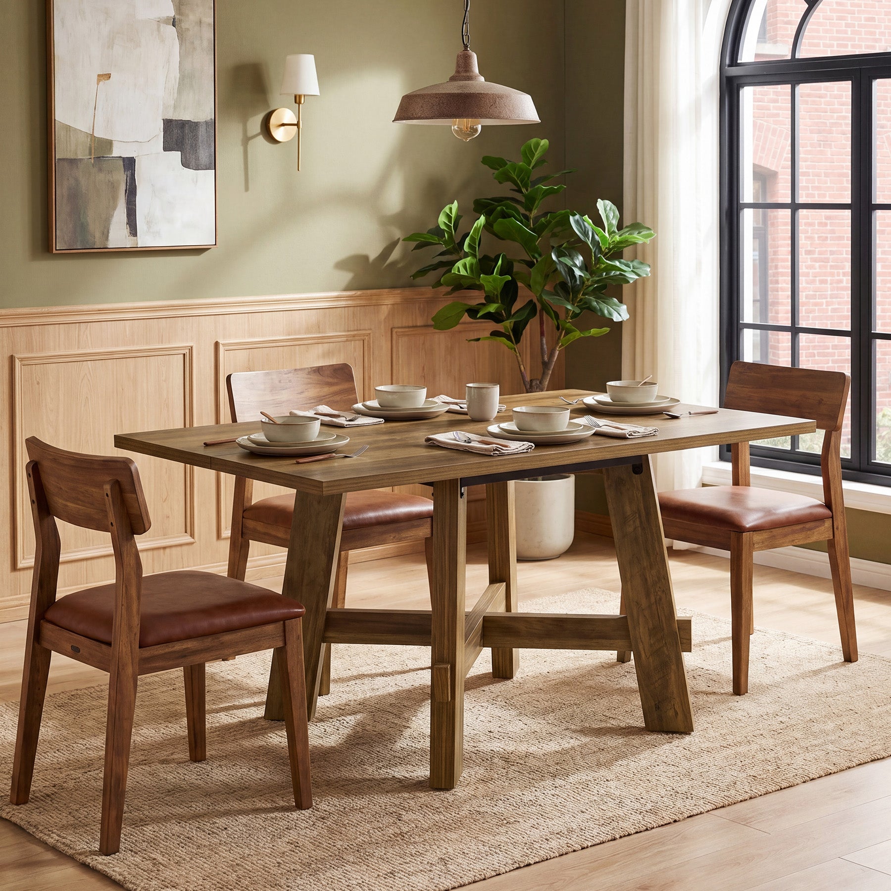 Tribesigns 47-Inch Dining Table, Cross Brace Kitchen Table for 4