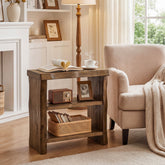 Tribesigns Solid Wood End Table, 3-Tier Live Edge Side Table for Bedroom 3