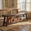 63" Wood Dining Room Bench, Farmhouse Kitchen Bench Seating with Storage Shelf
