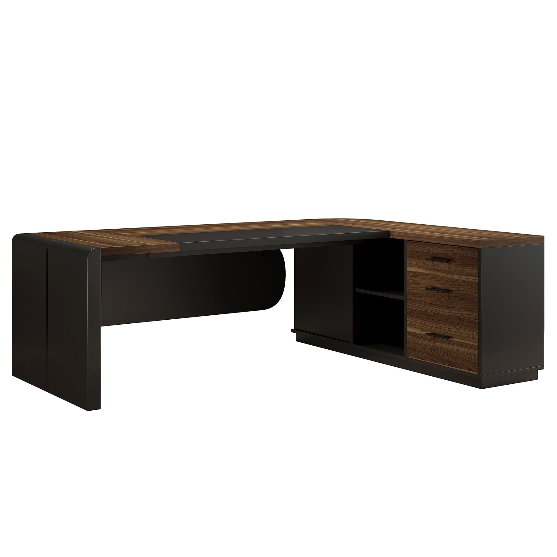 80" Executive Desk, L-Shaped Computer Desk with Storage Drawers