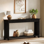 63" Console Table, Farmhouse Wood Entryway Sofa Table with 2-Tier Storage